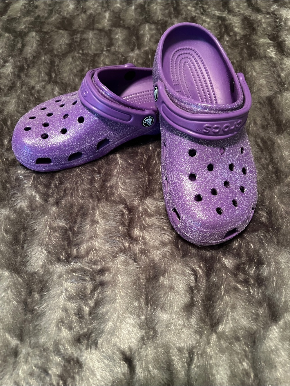 CROCS Kids' Sparkle Clog in Purple Glitter, size 5